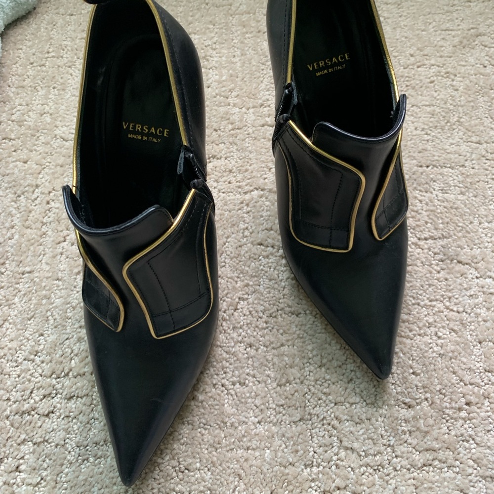 Versace black and gold boots